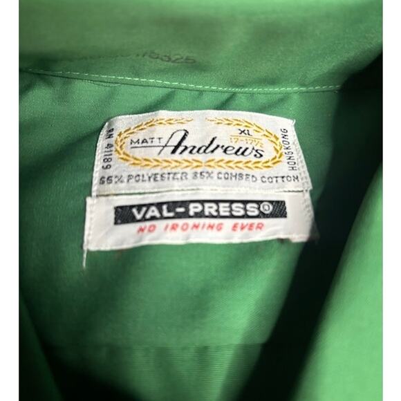 Vintage Matt Andrews 50s 60s Green Button Up Shirt New Old Stock NWT - Picture 2 of 5